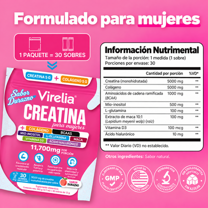 Virelia® Creatina Sabor Durazno
